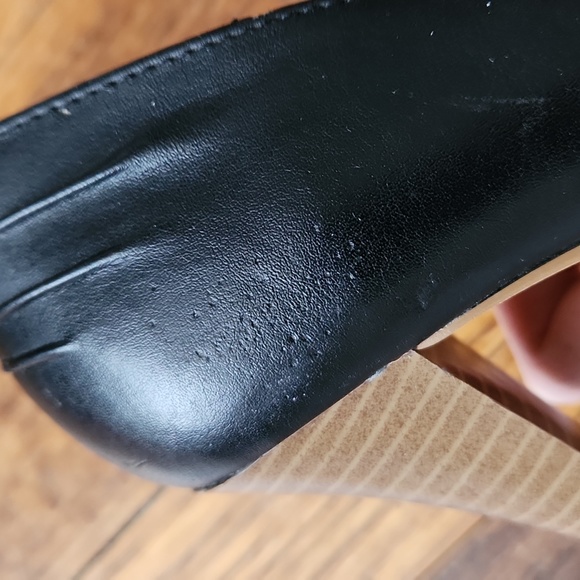 Request black peep toe stacked wood heels - Picture 8 of 8